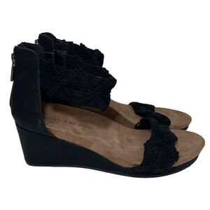 NWOT Lucky Brand Black Crochet Lace Heeled Sandals